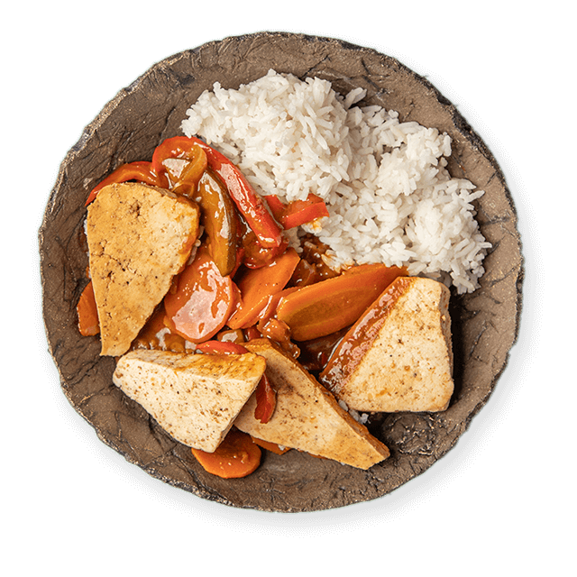 Tofu z warzywami i ryżem