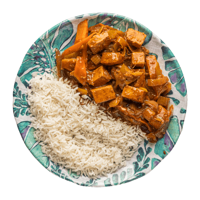 Ryż z tofu w sosie pomarańczowym