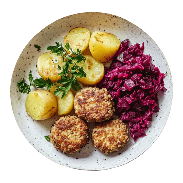 Kotlety mielone z ziemniakami i buraczkami