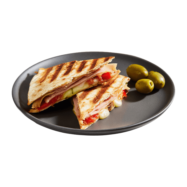 Tortilla z szynką, serem i warzywami