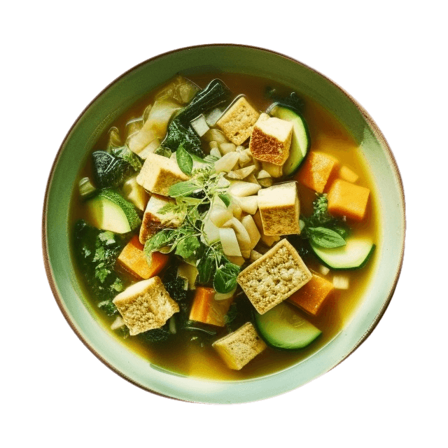 Szpinakowa zupa z batatem i tofu