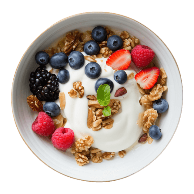Gryczana granola z jogurtem i owocami