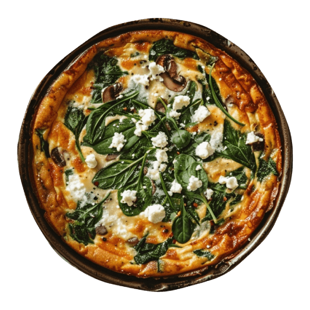 Frittata z pieczarkami, szpinakiem i serem feta