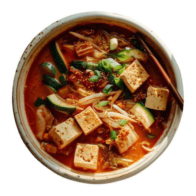 Zupa z kimchi z cukinią i boczniakami