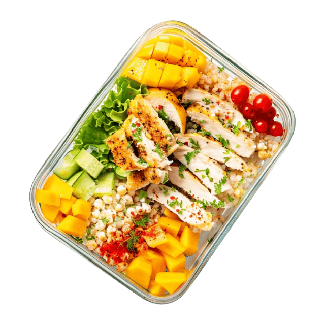 Słoneczny lunch z kurczakiem, mango i kaszą