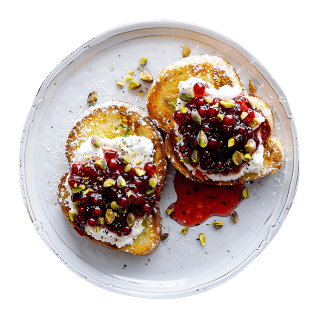Tosty francuskie z ricottą, porzeczką i pistacjami