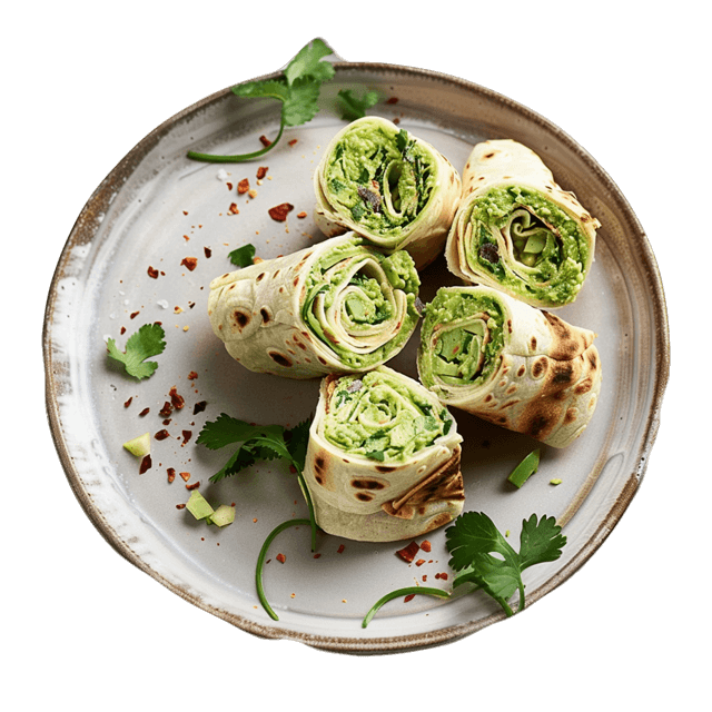 Roladki z tortilli z guacamole i kabanosami