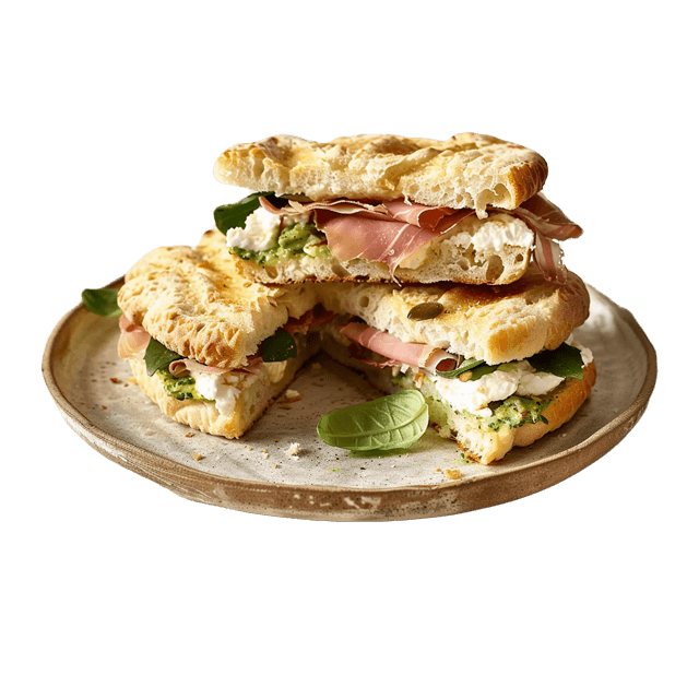 Kanapki z focacci z prosciutto i mozzarellą