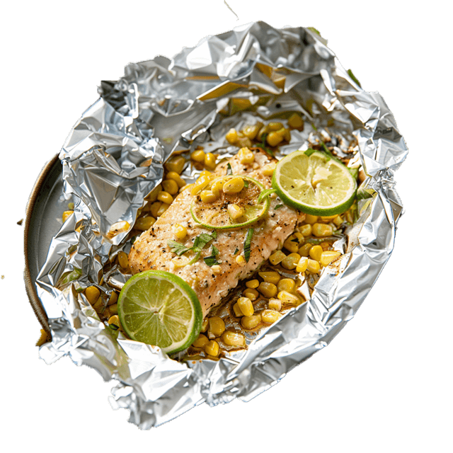 Tilapia z miodem i limonką oraz kukurydzą z folii