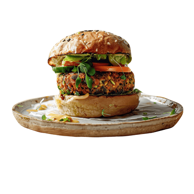 Burger z seitanem i sosem hamburgerowym