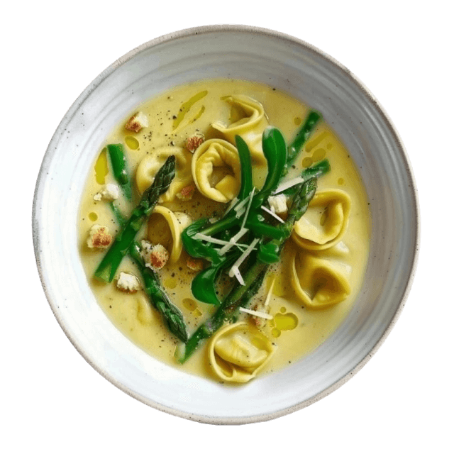 Zupa szparagowa z tortellini