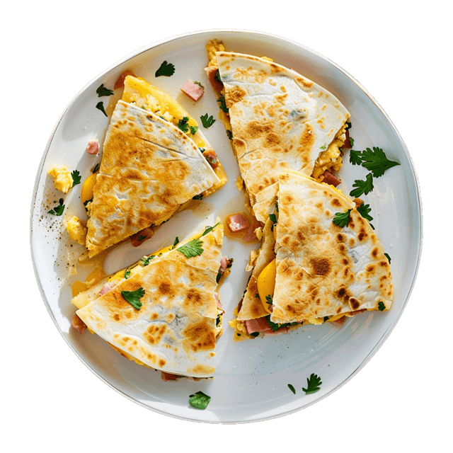 Tortilla z jajkiem, szynką i serem