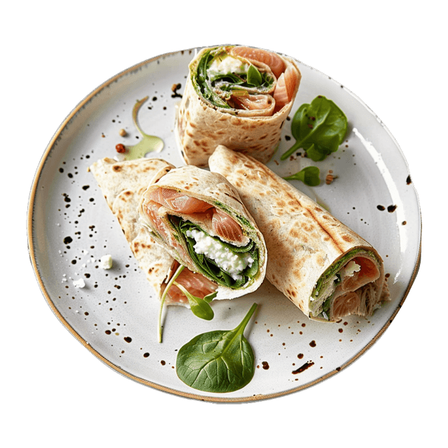 Szybki wrap z łososiem i burratą