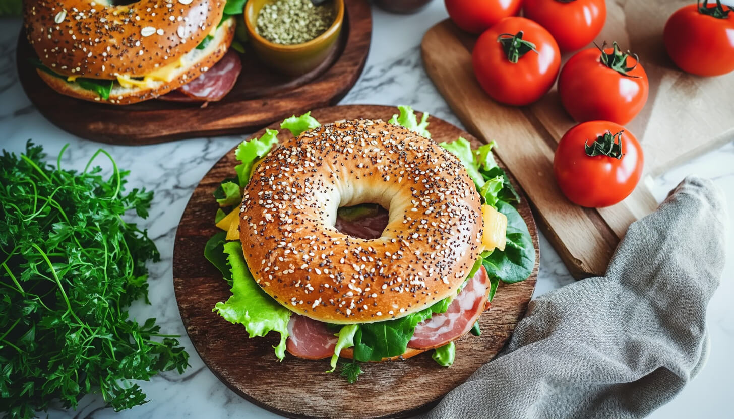 Bajgiel z serem i chorizo