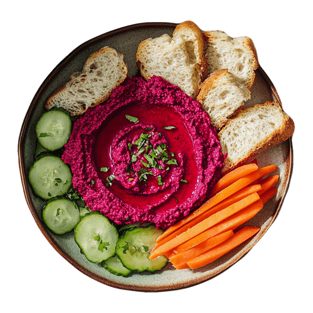 Buraczany hummus z warzywami