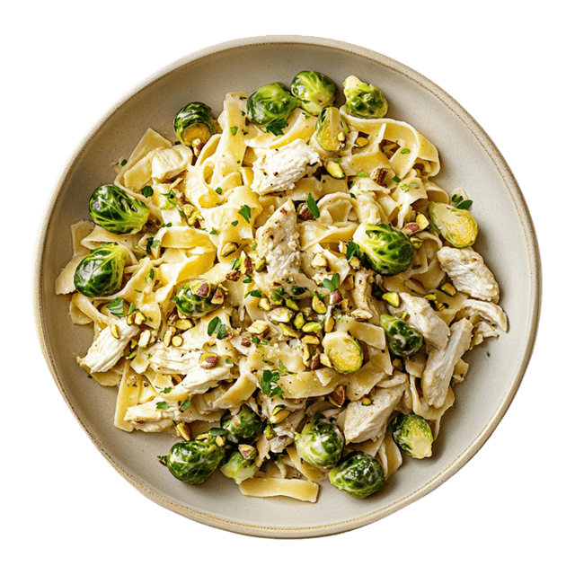 Tagliatelle z brukselką i pistacjami