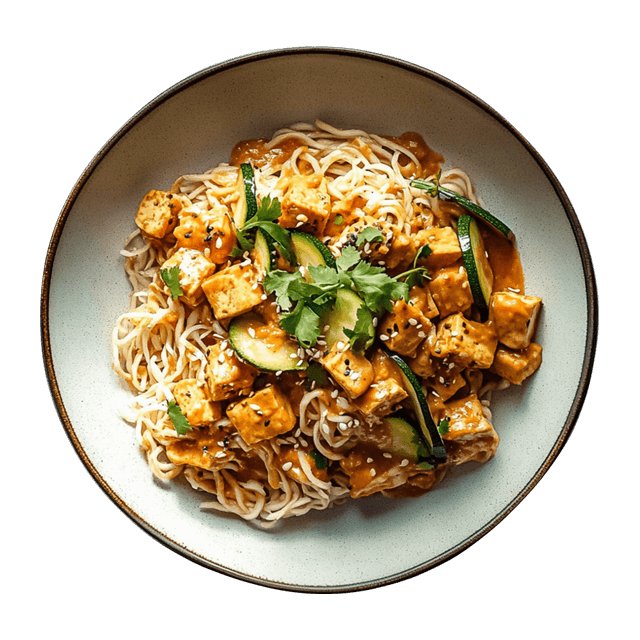 Noodle z tofu w sosie orzechowym