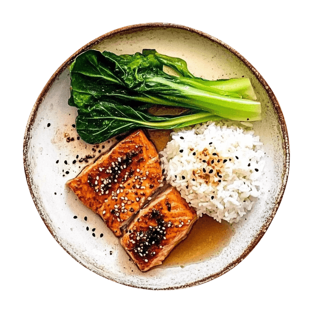 Łosoś glazurowany w miso i miodzie z pak choy