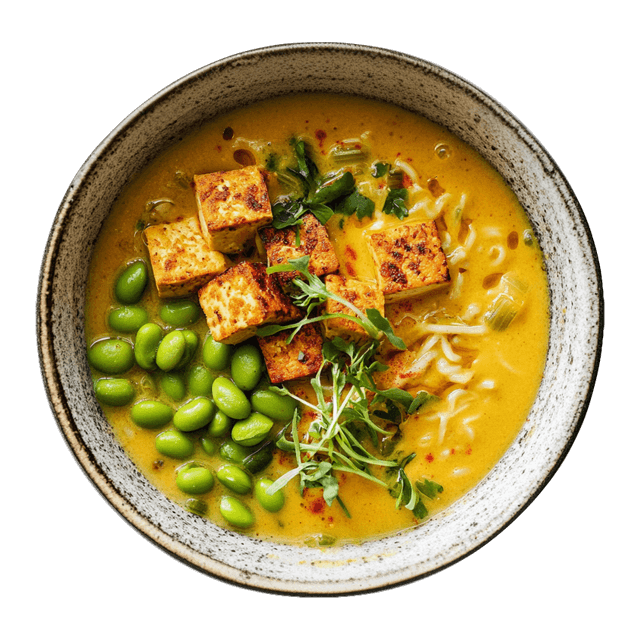 Złota zupa z tofu i edamame