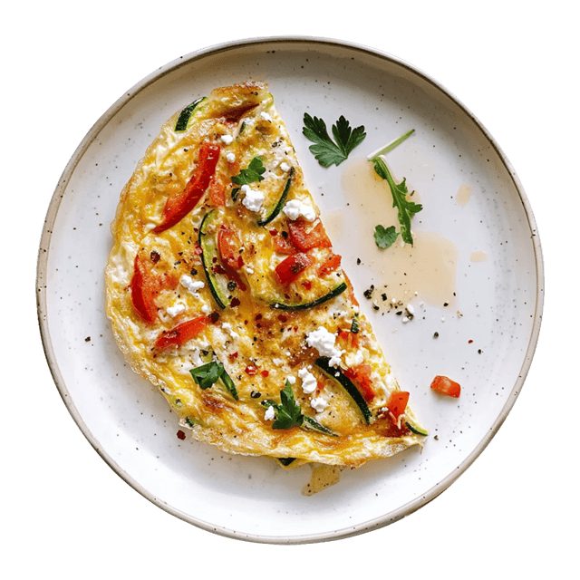Omlet białkowy z warzywami i fetą
