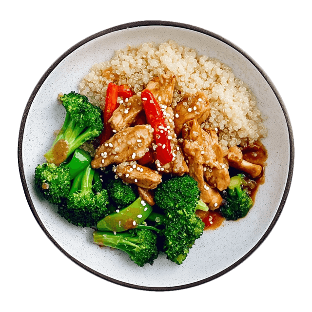 Kurczak teriyaki z komosą ryżową i warzywami
