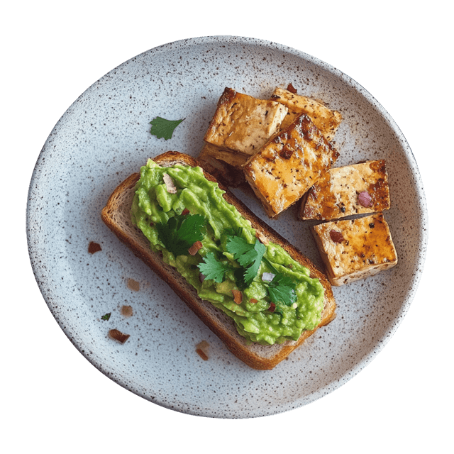 Kanapka z pastą z awokado i pieczonym tofu
