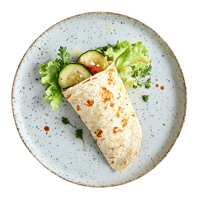 Wrap z duszoną cukinią i dorszem