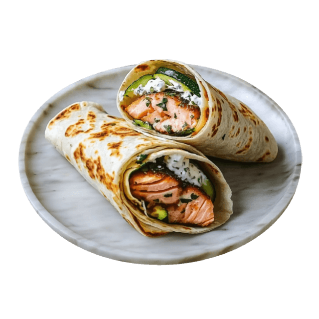 Tortilla z łososiem i cukinią