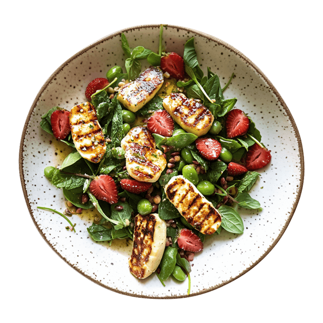 Sałatka z bobem, halloumi i miętą