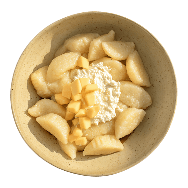 Kopytka z twarożkiem i mango