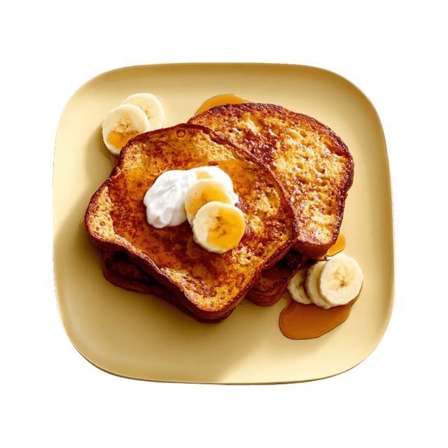French Toast z syropem klonowym i bananem