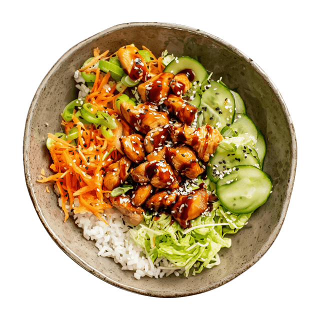 Teriyaki Bowl z kurczakiem, młodą kapustą i ryżem