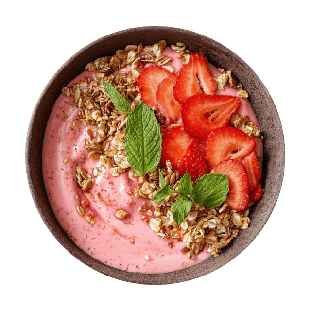 Smoothie bowl z truskawkami i granolą