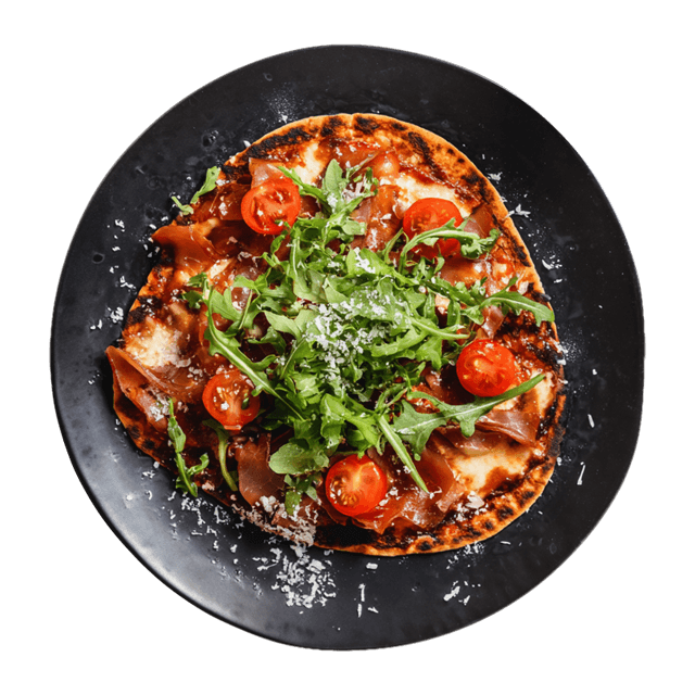 Tortilla pizza z szynką i rukolą