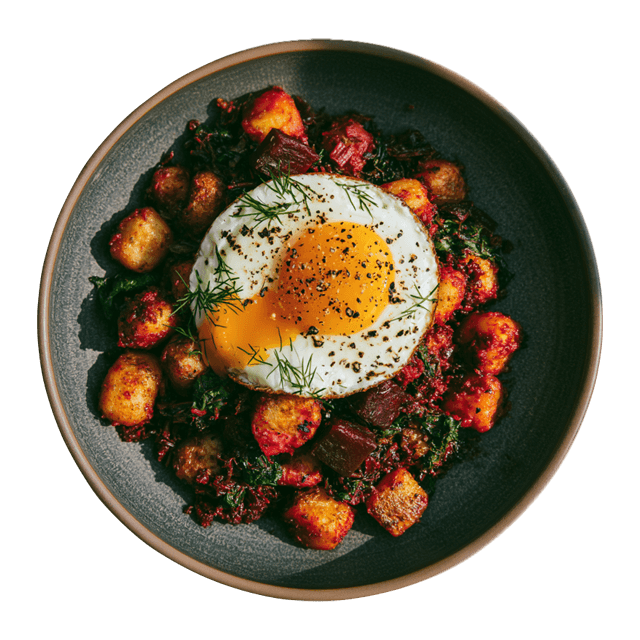 Gnocchi z botwinką, czosnkiem i sadzonym