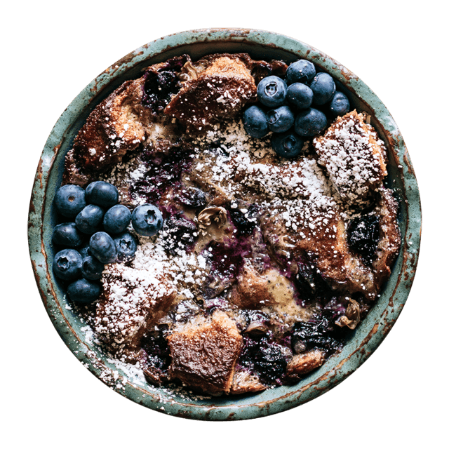 Bread pudding z borówkami