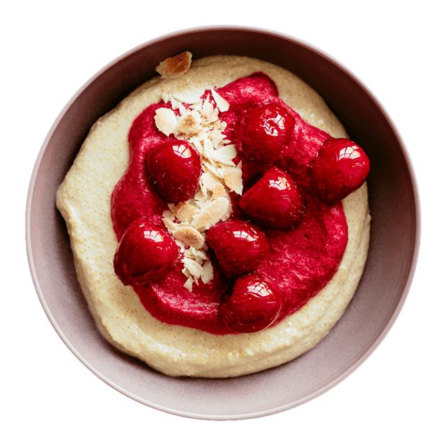 Proteinowy pudding jaglany z musem owocowym