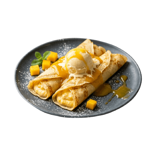 Naleśniki z twarożkiem mango i lodami